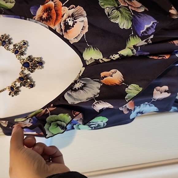 REBECCA TAYLOR Sleeveless Elasticized Waist V-Neck Silk Dress WITH POCKETS - Picture 5 of 16